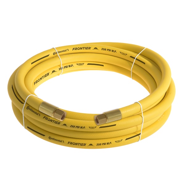 1/2" x 15' Yellow EPDM Rubber Air Hose, 300 PSI, 1/2" FNPSM x FNPSM